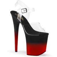 FLAMINGO-808BR-H Pleaser high heels sandal horizontal two tone black red