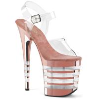 FLAMINGO-808CHLN Pleaser high heels lined platform sandal clear rose gold chrome