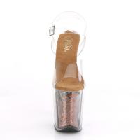 FLAMINGO-808GF Pleaser high heels platform sandal clear brown holographic glitter