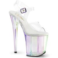 FLAMINGO-808HT Pleaser Damen High Heels Plateausandaletten klar holografish getönt