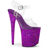 FLAMINGO-808LG Pleaser high heels platform sandal clear purple multi glitter