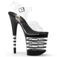 FLAMINGO-808LN Pleaser high heels lined platform sandal clear black