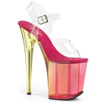 FLAMINGO-808MCT Pleaser high heels platform sandal clear pink tinted
