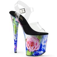 FLAMINGO-808MRP Pleaser high heels platform sandal clear metallic rose print