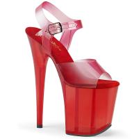 FLAMINGO-808N-T Pleaser high heels platform sandal red gradient and tinted