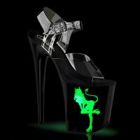 FLAMINGO-808NLDG Pleaser ankle strap platform high heels sandal USB LED light-up clear black multi