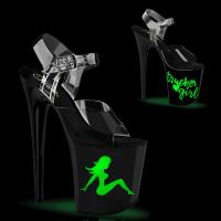 FLAMINGO-808NLTG Pleaser high heels ankle strap sandal multi LED girl clear black