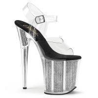 FLAMINGO-808SRS Pleaser high heels platform sandal clear black simulated rhinestones