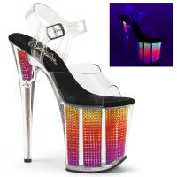 FLAMINGO-808SRS Pleaser high heels platform sandal clear neon uv simulated rhinestones