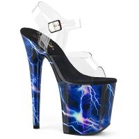 FLAMINGO-808STORM Pleaser high heels platform sandal clear blue lightning