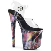 FLAMINGO-808STORM Pleaser high heels platform sandal clear pink lightning