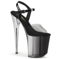 FLAMINGO-808T-1 Pleaser High Heels Plateausandaletten klar rauch schwarz Ombre