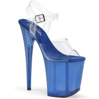 FLAMINGO-808T Pleaser vegan high heels platform sandal clear blue tinted