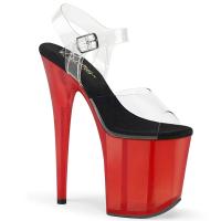 FLAMINGO-808T Pleaser vegan high heels platform sandal clear red frost