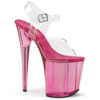 FLAMINGO-808T Pleaser High-Heels Plateau Sandaletten klar pink getönt