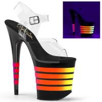 FLAMINGO-808UVLN Pleaser high heels platform sandal clear black neon lines