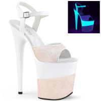 FLAMINGO-809-2G Pleaser High-Heels Plateau Sandaletten opal glitter