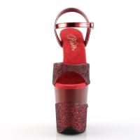 FLAMINGO-809-2G Pleaser High-Heels Plateau Sandaletten rubinrot glitter