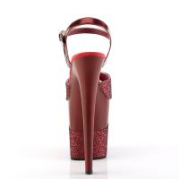 FLAMINGO-809-2G Pleaser High-Heels Plateau Sandaletten rubinrot glitter