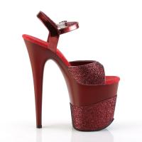 FLAMINGO-809-2G Pleaser High-Heels Plateau Sandaletten rubinrot glitter