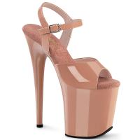 FLAMINGO-809 sexy Pleaser Damen High-Heels Riemchen Plateausandaletten blush Lack