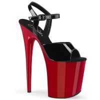 FLAMINGO-809 Pleaser high heels platform ankle strap sandal black patent red