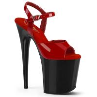 FLAMINGO-809 sexy Pleaser High-Heels Plateau Sandaletten rot Lack schwarz günstig