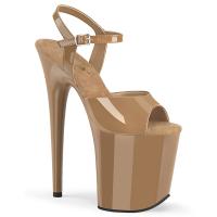 FLAMINGO-809 sexy Pleaser High-Heels Plateau Sandaletten toffee Lack günstig