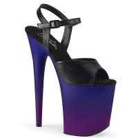 FLAMINGO-809BP Pleaser high heels ankle strap sandal black blue-purple ombre effect