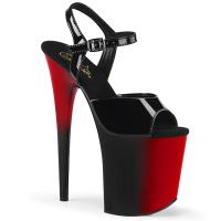 FLAMINGO-809BR Pleaser high heels sandal vertical two tone black red