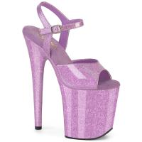 FLAMINGO-809GP Pleaser vegan High Heels Plateausandaletten flieder Glitter Lack