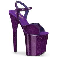 FLAMINGO-809GP Pleaser high heels platform ankle strap sandal purple glitter patent