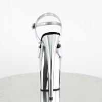FLAMINGO-809HG vegan Pleaser high heels ankle strap sandal silver hologram chrome