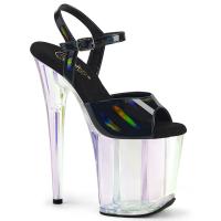 FLAMINGO-809HT Pleaser high heels platform ankle strap sandal black holo tinted