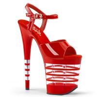 FLAMINGO-809LN Pleaser High-Heels Sandaletten rot Lack mit Streifenplateau
