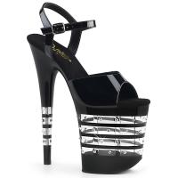 FLAMINGO-809LNRS Pleaser high heels lined platform sandal black clear rhinestones