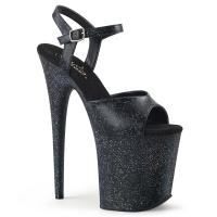 FLAMINGO-809MMG Pleaser high heels platform sandal black matte mini glitter