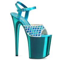 FLAMINGO-809MMRS Pleaser high heels platform sandal turquoise chrome hologram
