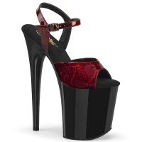 FLAMINGO-809SP vegan sexy high heels platform ankle strap sandal snake print black