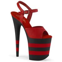 FLAMINGO-809SR Pleaser high heels ankle strap sandal red with black stripes