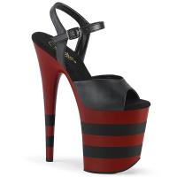 FLAMINGO-809SR Pleaser high heels ankle strap sandal dark red black stripes