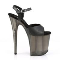 FLAMINGO-809T Pleaser High-Heels Plateau Sandaletten schwarz gefrostet