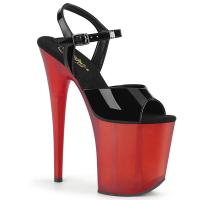 FLAMINGO-809T Pleaser high heels platform sandal black patent red frosted