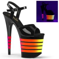 FLAMINGO-809UVLN Pleaser high heels platform sandal black patent neon uv lines