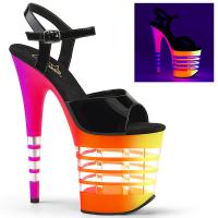 FLAMINGO-809UVLN Pleaser high heels platform sandal black patent neon multicolor