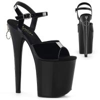 FLAMINGO-809Z Pleaser high heels platform sandal black patent ornamental zipper