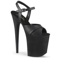 FLAMINGO-816 Pleaser high heels platform criss cross ankle strap sandal black matte