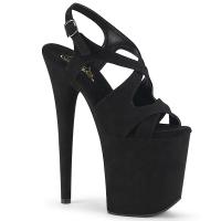 FLAMINGO-831FS Pleaser vegane High Heels Plateau Sandaletten schwarz Mikrofaser