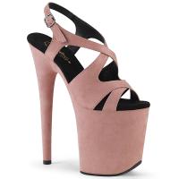 FLAMINGO-831FS Pleaser vegane High Heels Plateau Sandaletten babypink Mikrofaser