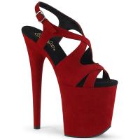 FLAMINGO-831FS Pleaser vegane Damen High Heels Plateau Sandaletten rot Mikrofaser